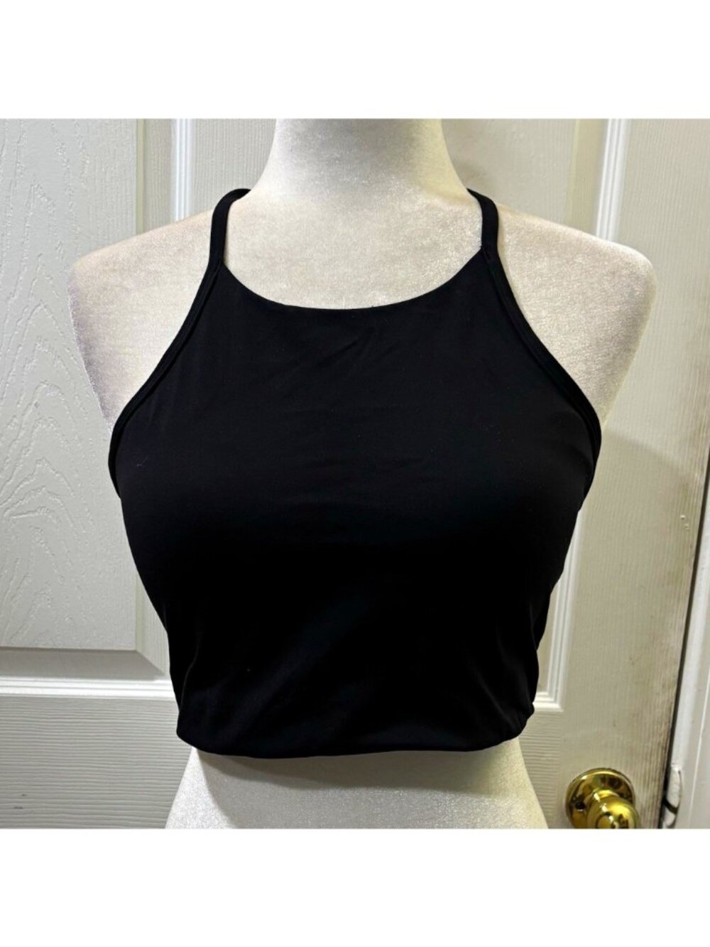 CRZ YOGA black cropped racerback tank top stretch yoga activewear women XL